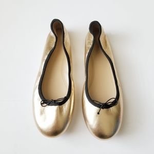 J. Crew gold metallic Evie ballet flats size 8